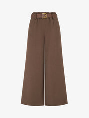 Pantalon élastiqué coupe ample - Marron - 1