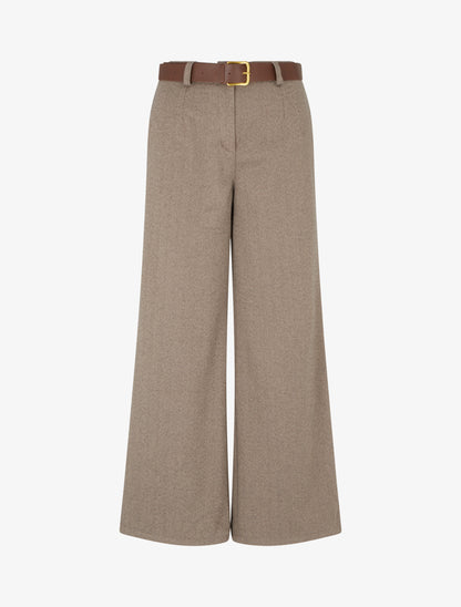 Pantalon ample imprimé chevron - Beige - 1