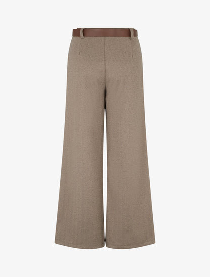 Pantalon ample imprimé chevron - Beige - 2