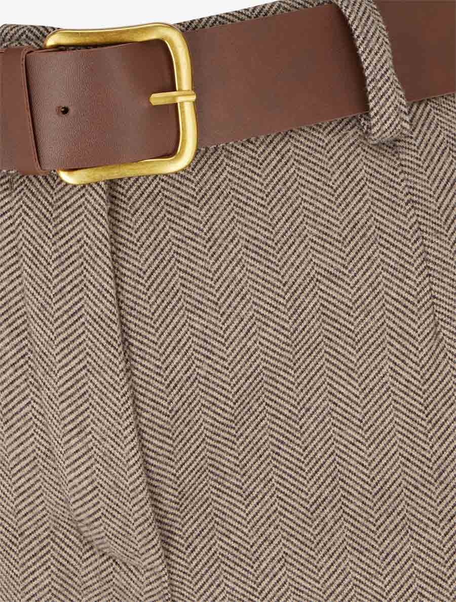 Pantalon ample imprimé chevron - Beige - 3