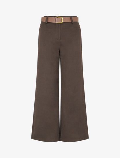 Pantalon ample imprimé chevron - Marron - 1