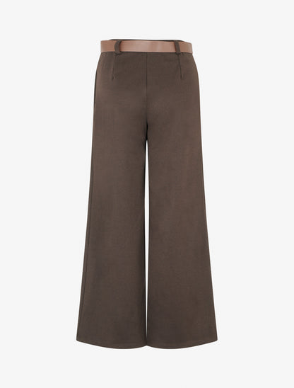 Pantalon ample imprimé chevron - Marron - 2
