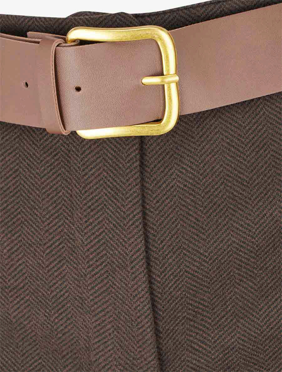 Pantalon ample imprimé chevron - Marron - 3