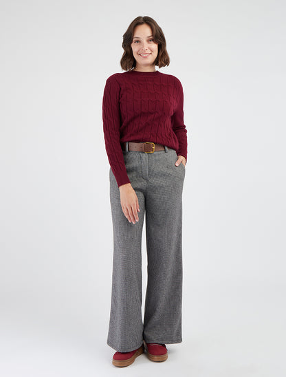 Weit geschnittene Hose mit Hahnentritt-Muster - Schwarz/Grau