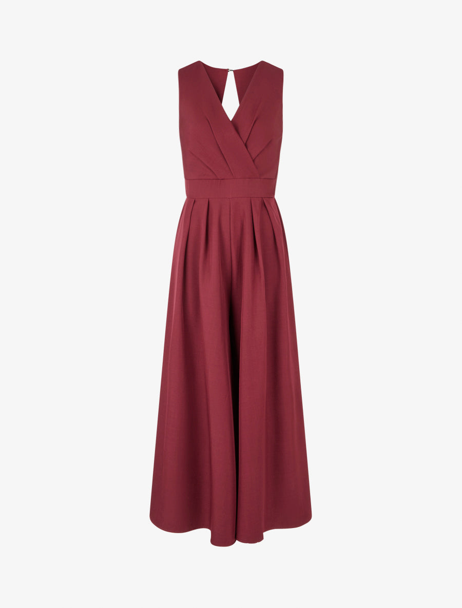 Combinaison unie à ouverture au dos - Bordeaux - 1