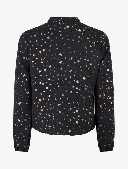 Blouse à manches longues motif étoiles irisées - Noir - 2