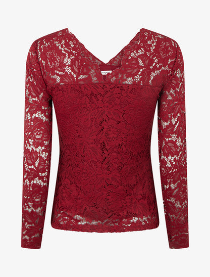 Top uni en dentelle - Bordeaux - 2