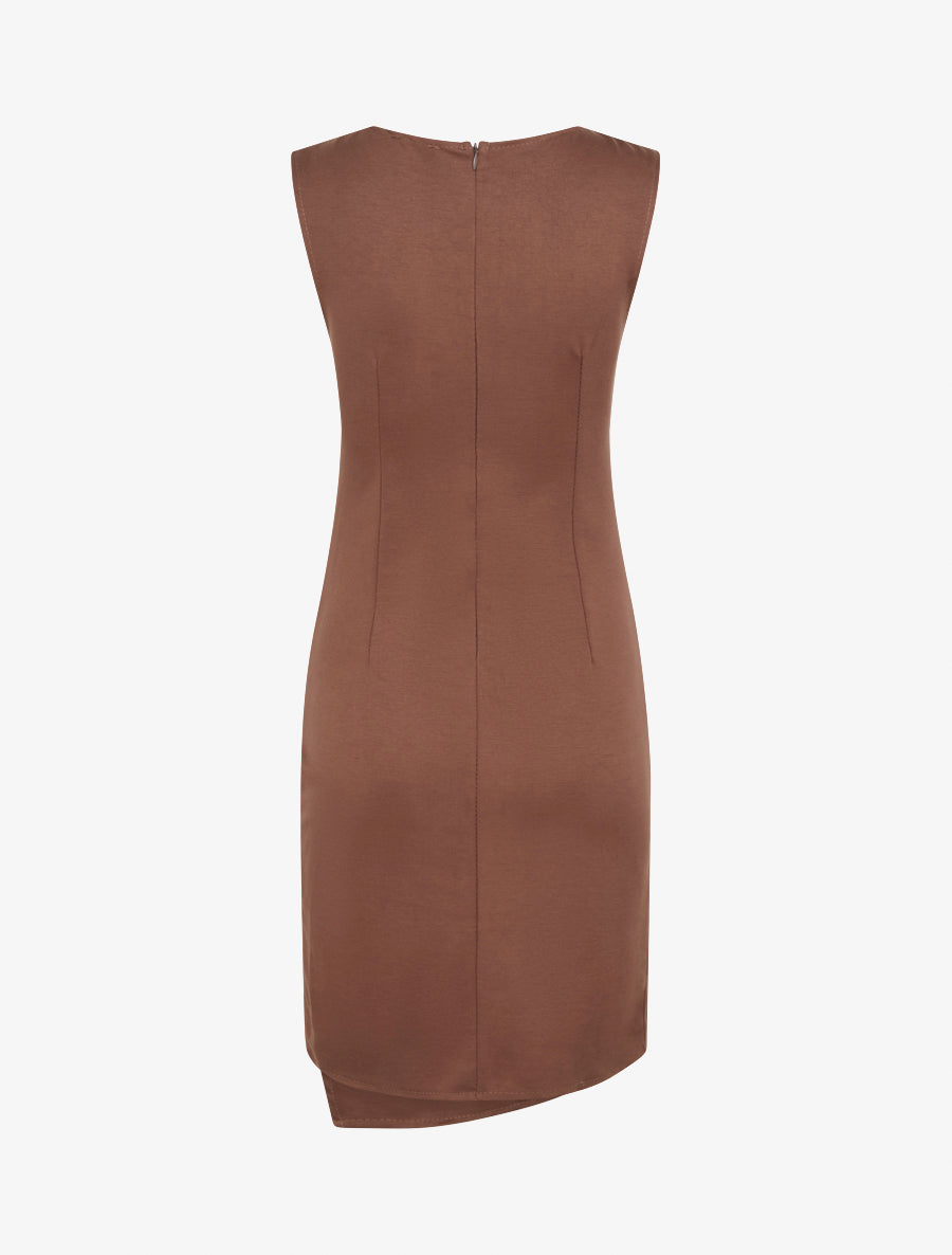 Robe sans manches à col en dentelle - Marron - 2