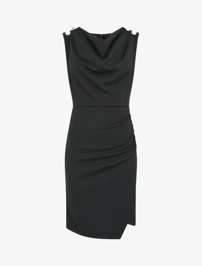 Robe drapé à col bénitier - Noir - 1