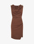 Robe drapé à col bénitier - Marron - 1