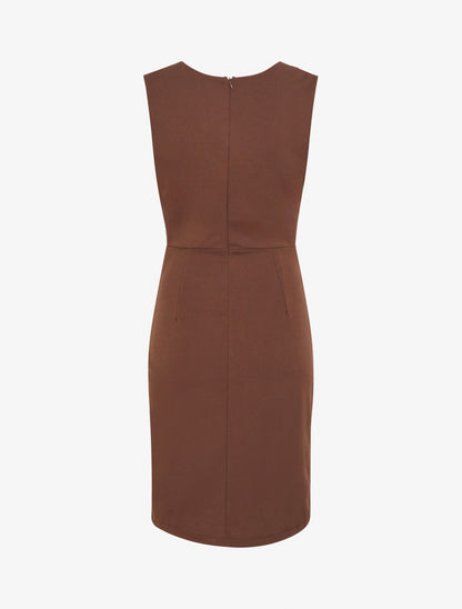 Robe drapé à col bénitier - Marron - 2