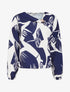Top boule à motif graphique et col bénitier - Marine - 1
