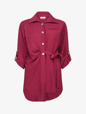 Chemise asymétrique effet drapé - Bordeaux - 1