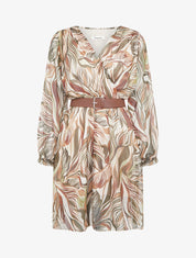 Robe col cache-coeur imprimé graphique - Kaki - 1