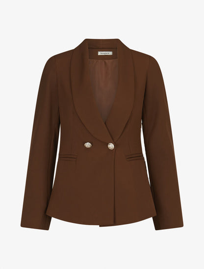 Veste à col smoking - Marron - 1