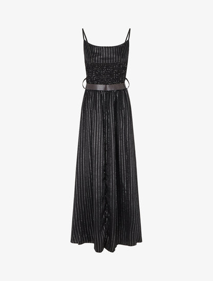 Robe longue à rayures irisées - Noir - 2