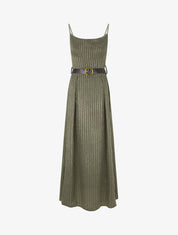 Robe longue à rayures irisées - Kaki - 1