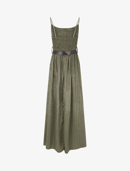 Robe longue à rayures irisées - Kaki - 2