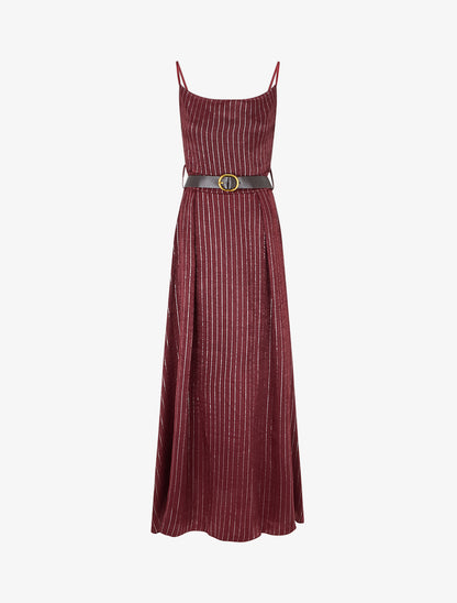 Robe longue à rayures irisées - Bordeaux - 1