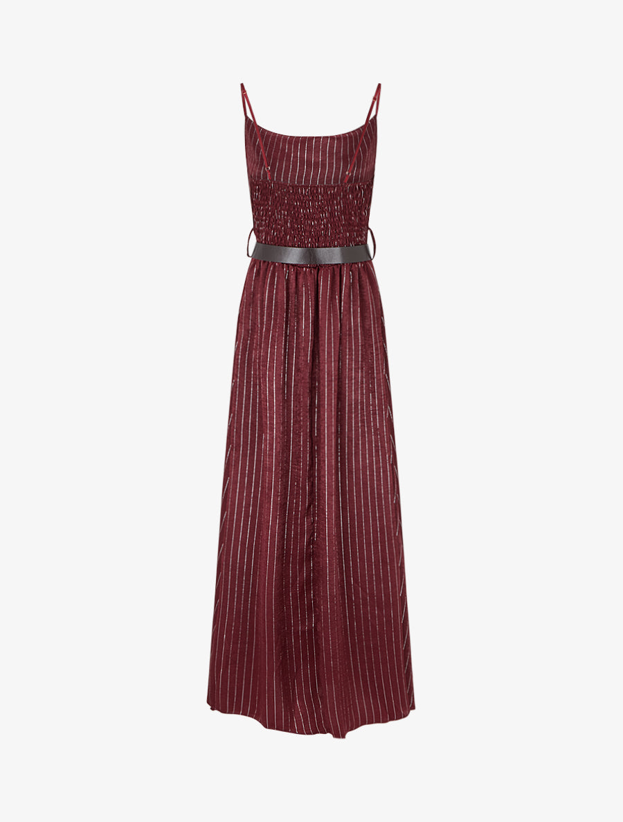 Robe longue à rayures irisées - Bordeaux - 2
