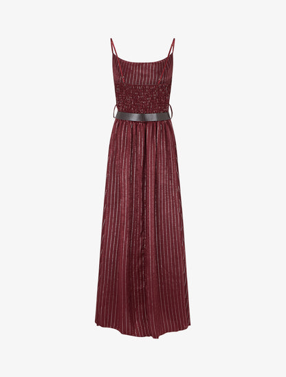 Robe longue à rayures irisées - Bordeaux - 2