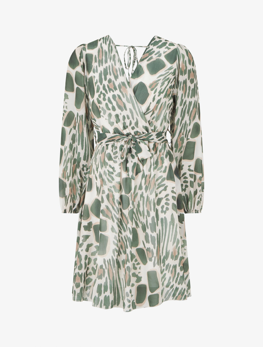 Robe à dos nu V imprimé fantaisie - Kaki - 1