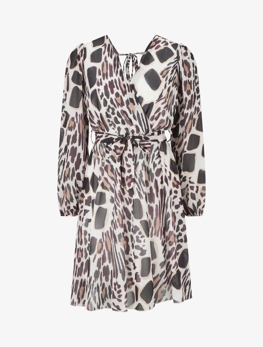 Robe à dos nu V imprimé fantaisie - Noir - 1