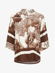 Top ample imprimé arbre - Marron - 1