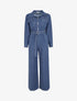 Combinaison en denim à taille élastiquée - Bleu denim - 1