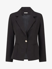 Blazer uni boutonné - Noir - 1