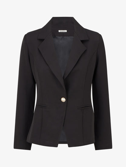 Blazer uni boutonné - Noir - 1