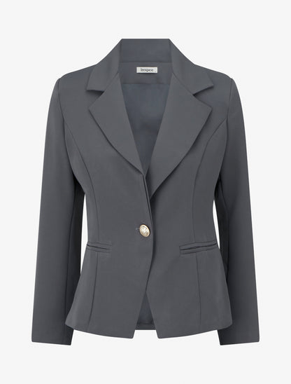 Blazer uni boutonné - Gris - 1