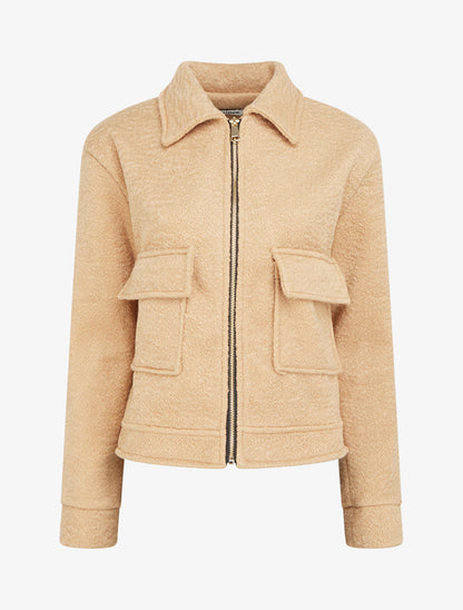 Manteau court à poches à rabat - Beige - 1