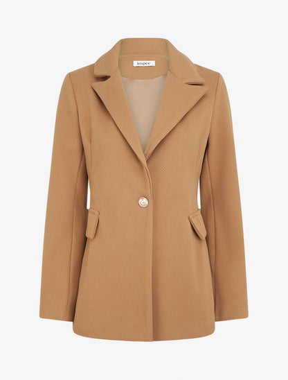 Manteau court à poches décoratives - Camel - 1