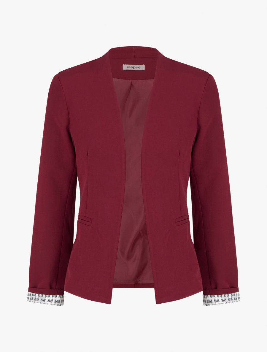 Gerade geschnittener Blazer mit Schulterpolstern - Bordeaux