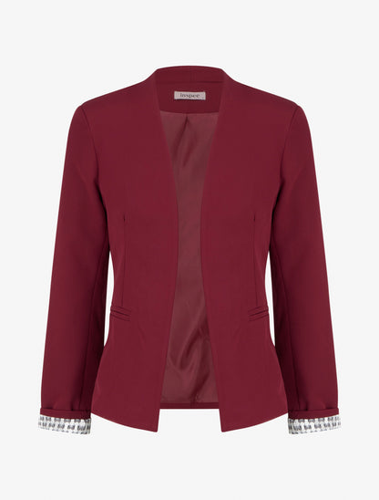 Gerade geschnittener Blazer mit Schulterpolstern - Bordeaux