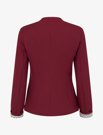 Gerade geschnittener Blazer mit Schulterpolstern - Bordeaux