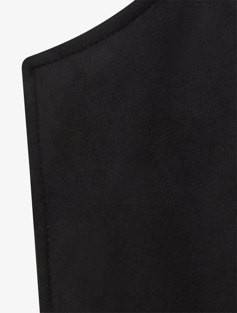 Veste courte ouverte en suédine - Noir - 3