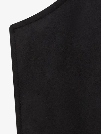 Veste courte ouverte en suédine - Noir - 3