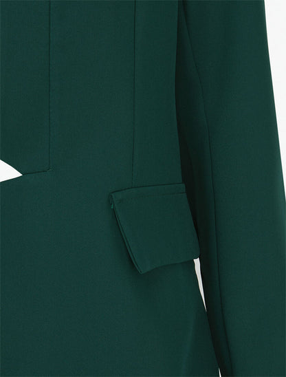 Veste à col droit et bord cranté - Vert forêt - 3