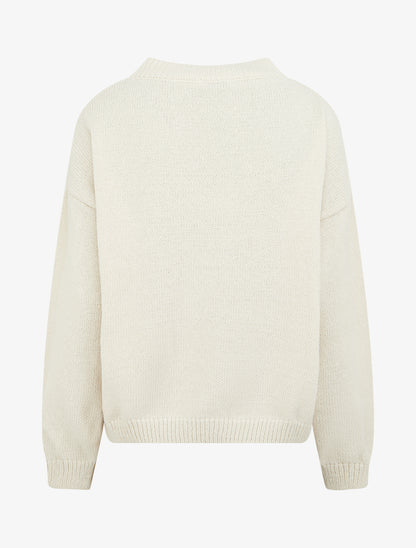 Pull en maille uni à flocage - Crème - 2