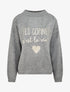 Pull en maille uni à flocage - Gris - 1