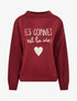 Pull en maille uni à flocage - Lie de vin - 1