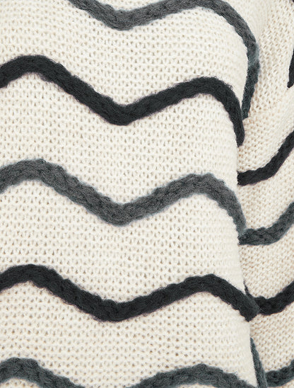 Pull en maille à motif vagues - Noir/gris - 3