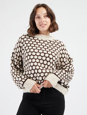 Grobstrickpullover mit Wabenmuster - Braun