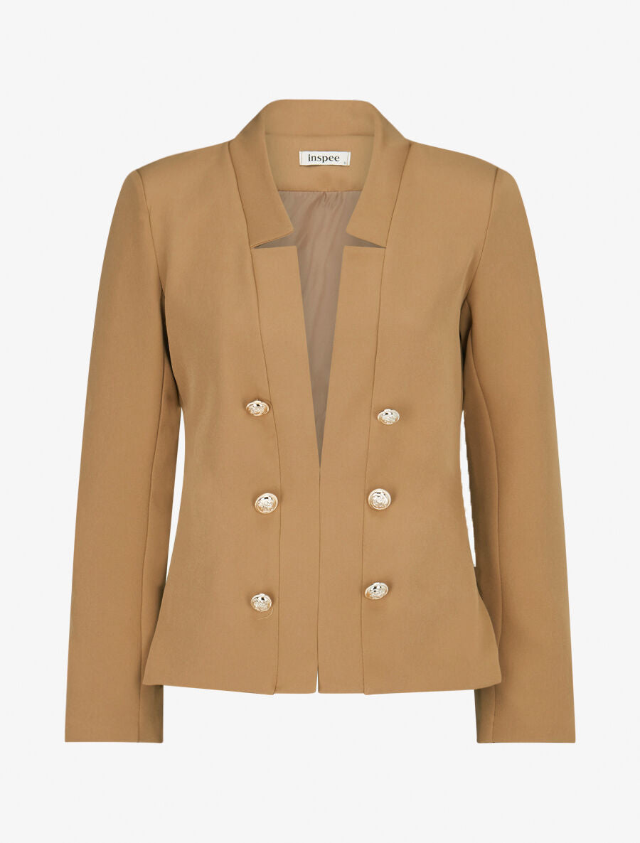 Veste officier à col droit - Beige foncé - 4