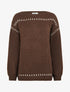 Pull uni duveteux - Marron - 1