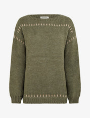 Pull uni duveteux - Kaki - 1