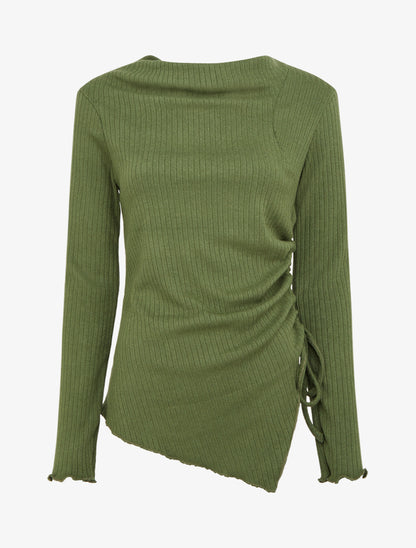 Pull asymétrique et cordons de serrage - Kaki - 1