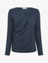 Pull uni à côté effet drapé - Marine - 1